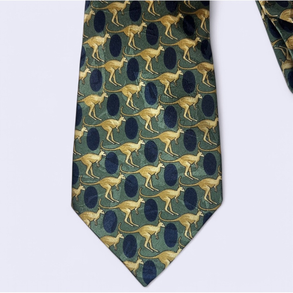 Hollygreen Necktie "KANGAROOS" Made in Australia 3.5" X 57" Multicolor‎